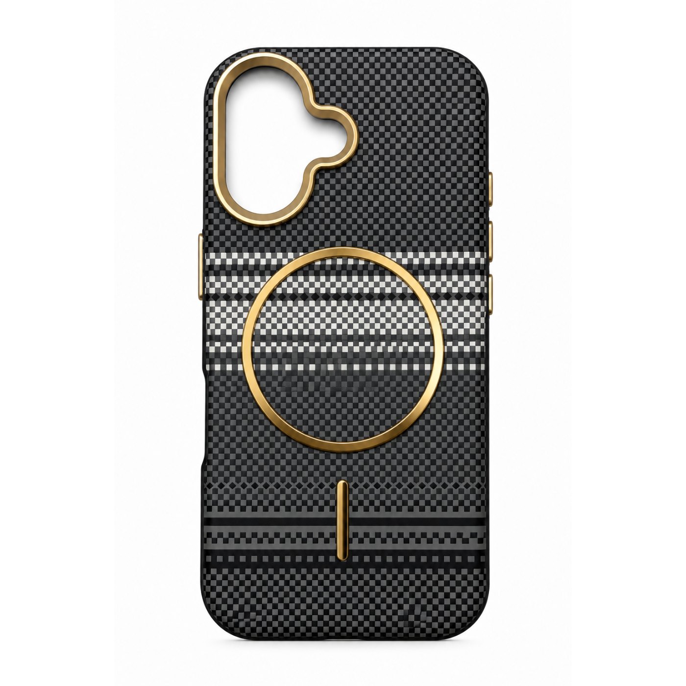Carbon Fibre Weave Case For iPhone 17 - Black Gold