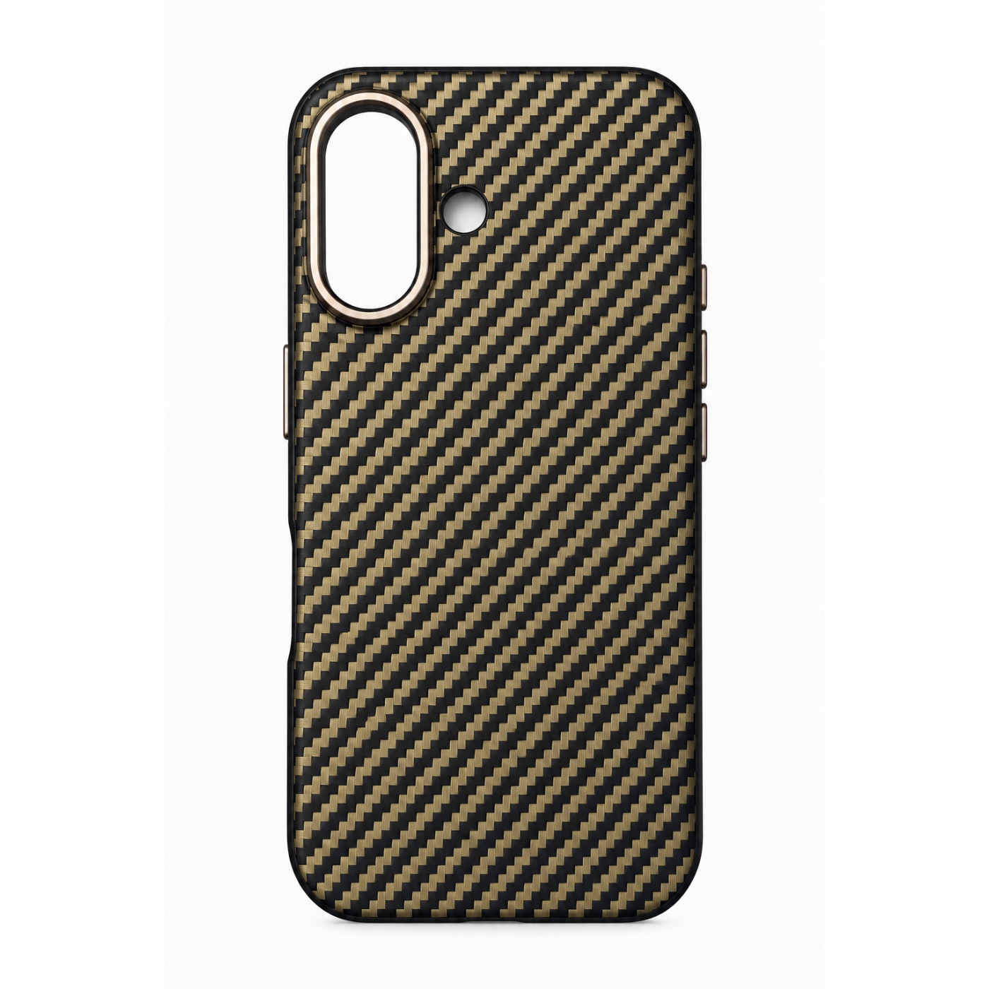 Carbon Twill Case For iPhone 16 - Gold Black
